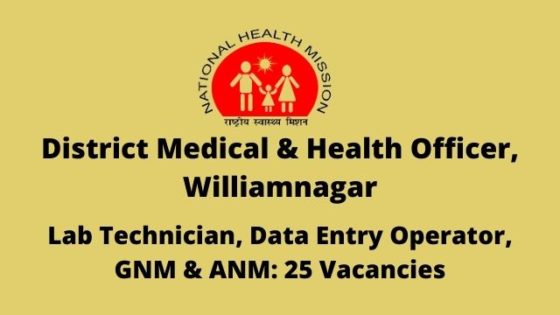 DMHO Williamnagar Recruitment 2020