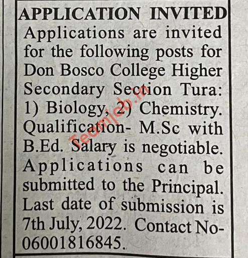 DBC Tura H.S Section Recruitment
